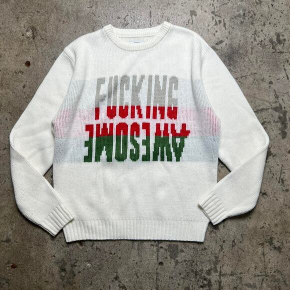 Fucking Awesome Other - White knit FA‎ pullover sweatshirt. Christmas color way M